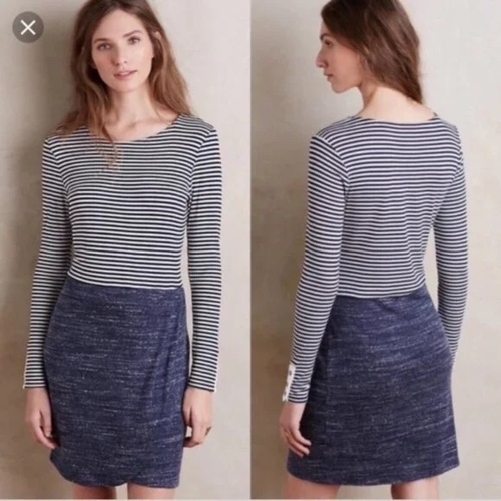 Striped Long Sleeve Dolan left coast blue knit mini dress L